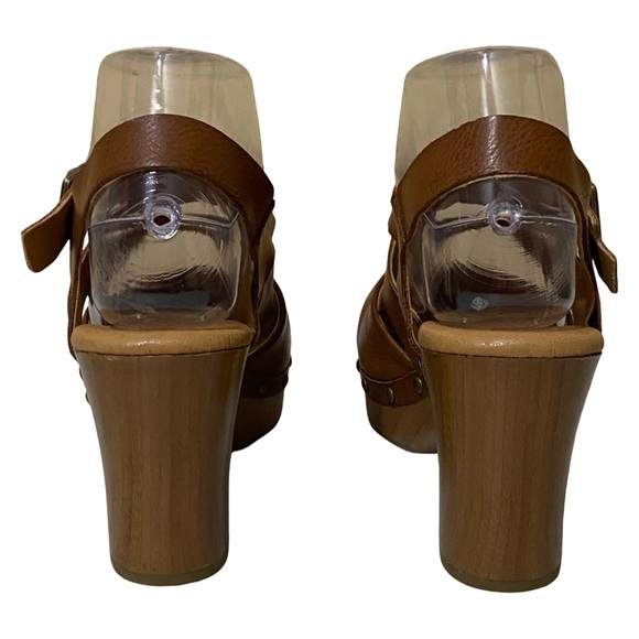 Korks Abloom Strappy Studded Clog Platform Slingback Sandals Brown Faux Leather - Picture 4 of 15